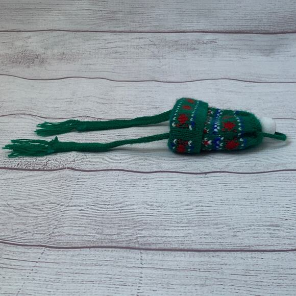 Knit Stocking Hat Christmas Tree Ornament or Holiday Decoration Pom Pom 10"L - Picture 4 of 14